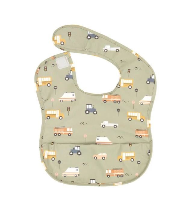 Recycled Pouch Bib - Trucks | All 4 Ella | Bibs & Bandana Bibs | Thirty 16 Williamstown