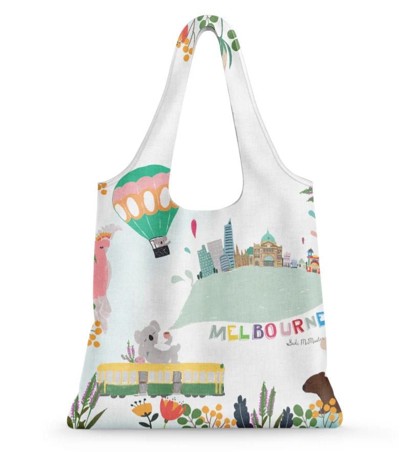 Reusable Shopping Bag Eco Tote - Melbourne Icons | Suki McMaster | Shoppers | Thirty 16 Williamstown