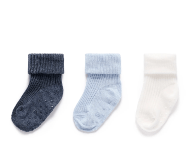 Rib Socks Pack - Blue | Purebaby | Baby & Toddler Socks & Tights | Thirty 16 Williamstown