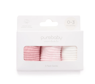 Rib Socks Pack - Pink | Purebaby | Baby &amp; Toddler Socks &amp; Tights | Thirty 16 Williamstown