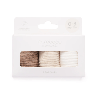 Rib Socks Pack - Wheat | Purebaby | Baby & Toddler Socks & Tights | Thirty 16 Williamstown
