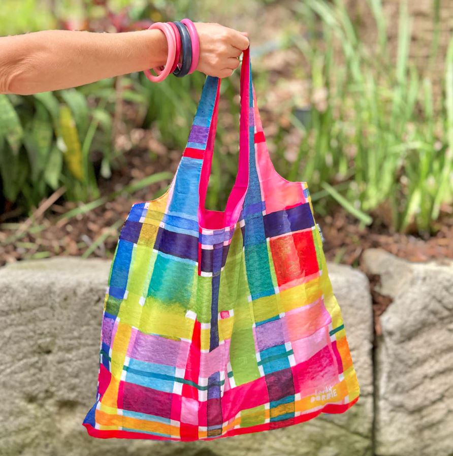 RO x Lordy Dordie Rainbow Gingham Reusable Shopping Bag | Ruby Olive | Shoppers | Thirty 16 Williamstown