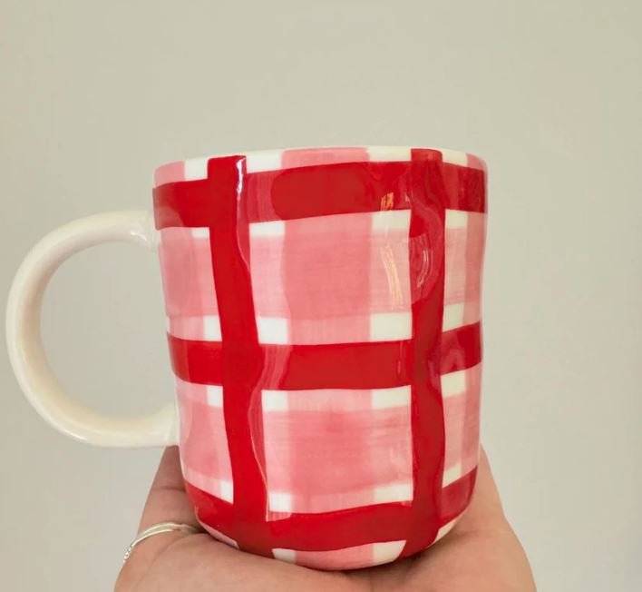 Rose Pink & Red Gingham Mug | Noss | Mugs & Cups | Thirty 16 Williamstown