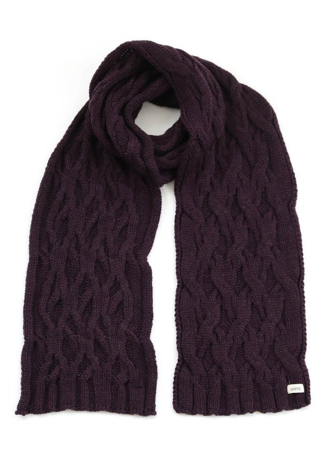 Scarf Mabel Aran Cable - Plum | Uimi | Beanies, Scarves & Gloves | Thirty 16 Williamstown