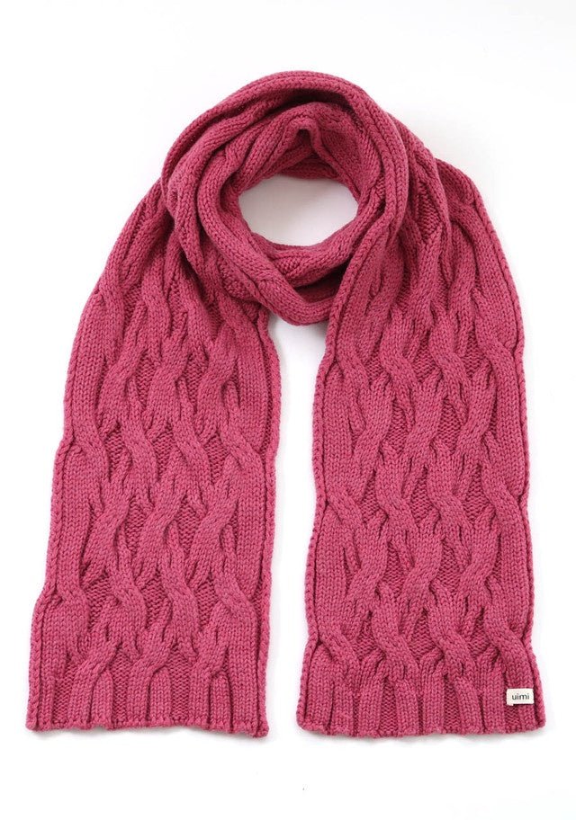Scarf Mabel Aran Cable - Raspberry | Uimi | Beanies, Scarves &amp; Gloves | Thirty 16 Williamstown