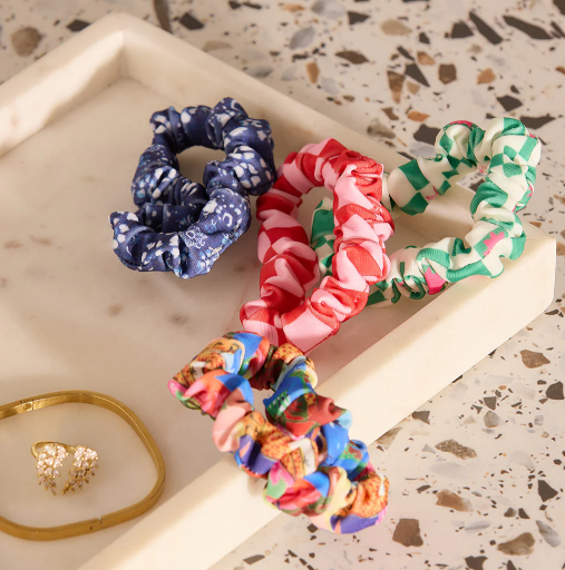 Scrunchies 4 Pack - Blue/Red | Louvelle | Hair Accessories | Thirty 16 Williamstown