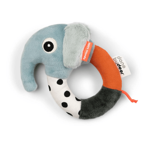 Sensory Ring Rattle Elphee - Blue | Done By Deer | Comforters, Teethers & Rattles | Thirty 16 Williamstown