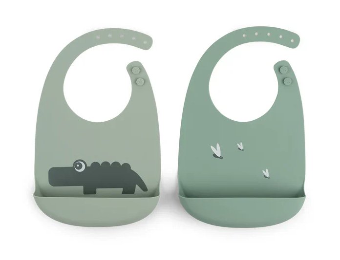 Silicone Bib 2 Pkt - Croco Green | Done By Deer | Children's Dinnerware | Thirty 16 Williamstown