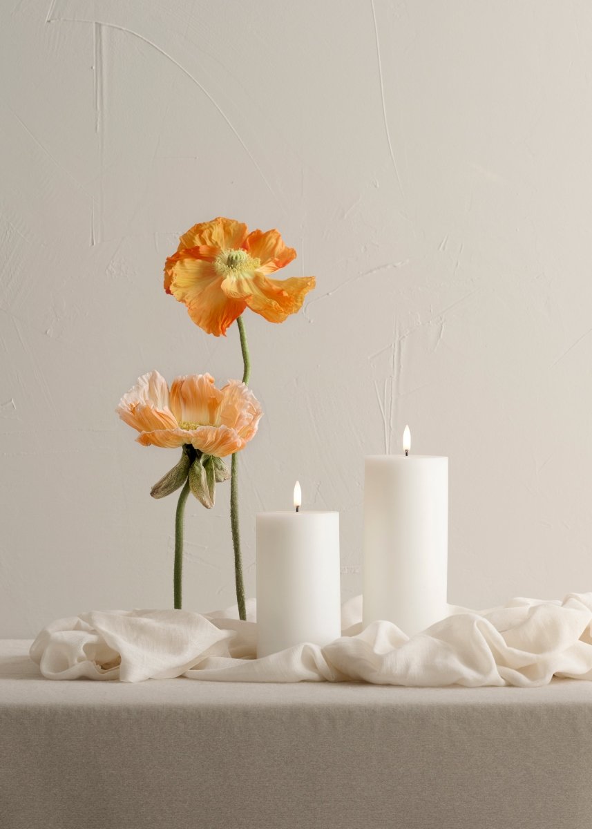Single Wick Nordic White Pillar (7.8cm x 25.4cm) | Enjoy Living | Flameless Candles | Thirty 16 Williamstown