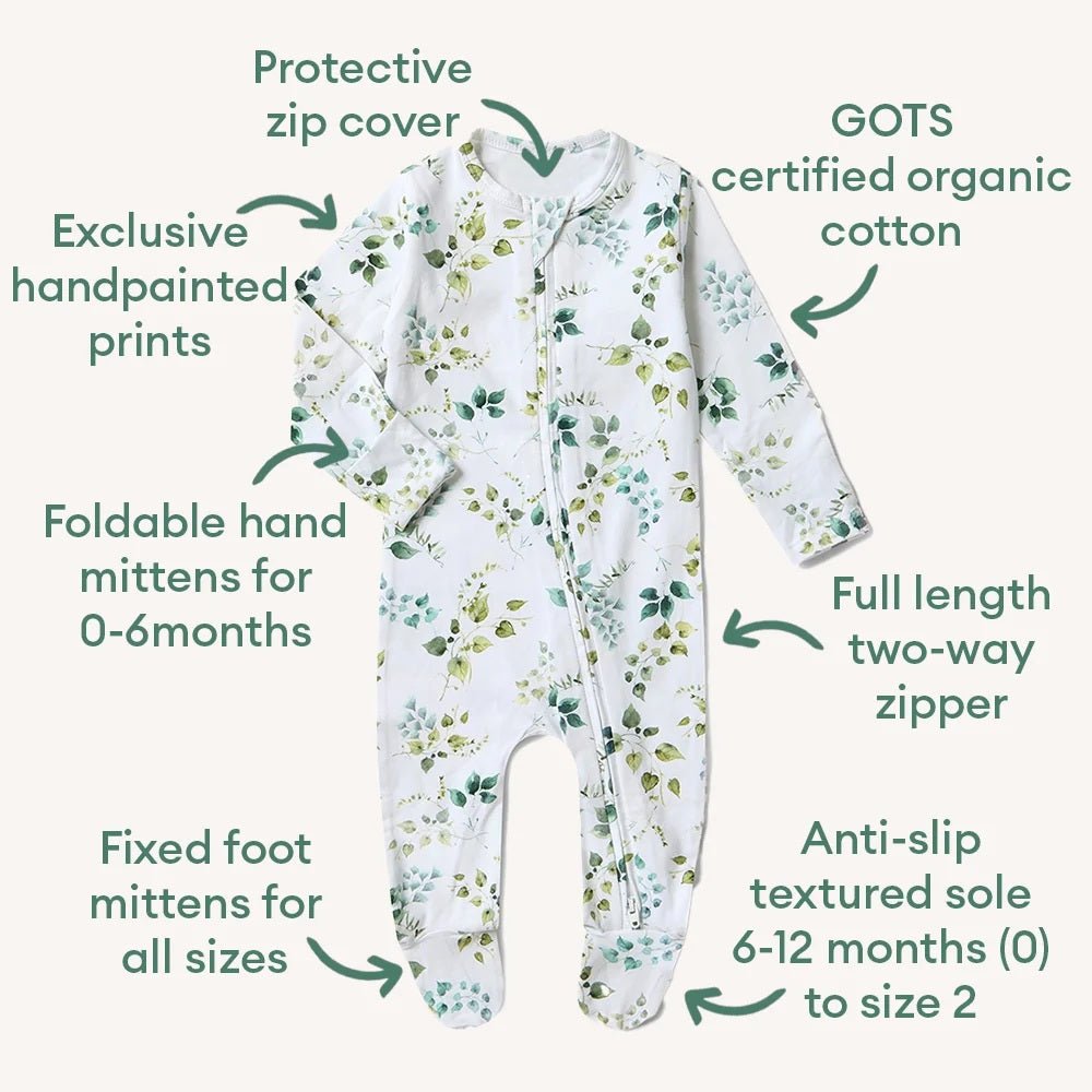 Sleepsuit Zip Footie - Eden | Snuggle Hunny | Baby &amp; Toddler Growsuits &amp; Rompers | Thirty 16 Williamstown