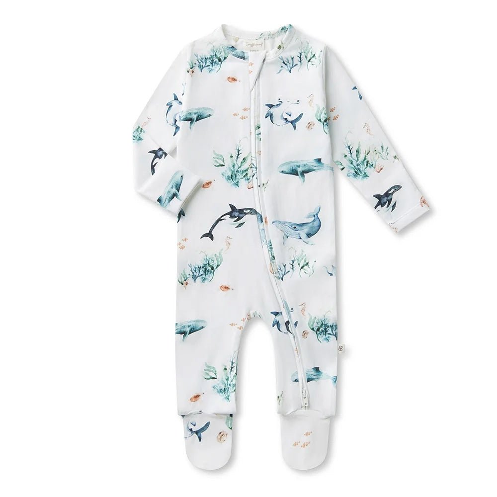 Sleepsuit Zip Footie - Ocean | Snuggle Hunny | Baby & Toddler Growsuits & Rompers | Thirty 16 Williamstown