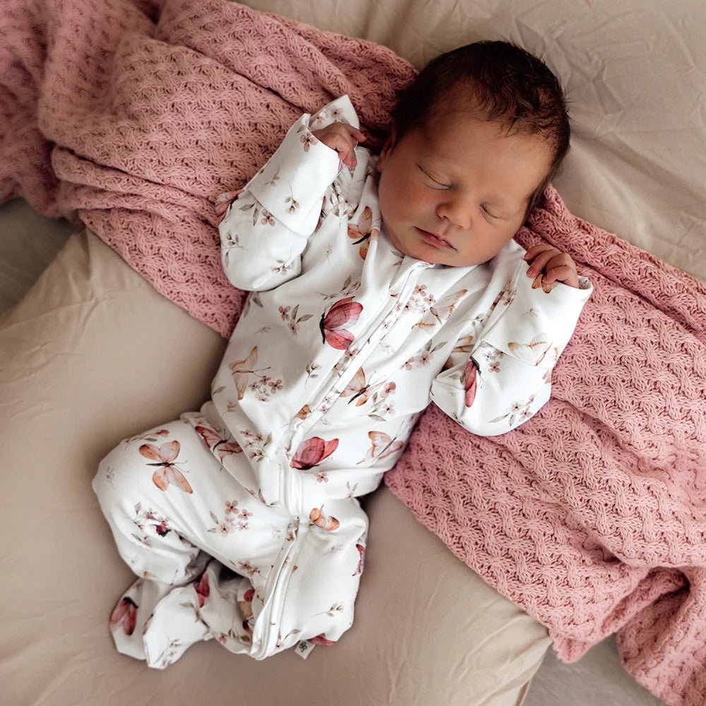 Sleepsuit Zip Footie with Frill - Butterfly | Snuggle Hunny | Baby & Toddler Growsuits & Rompers | Thirty 16 Williamstown