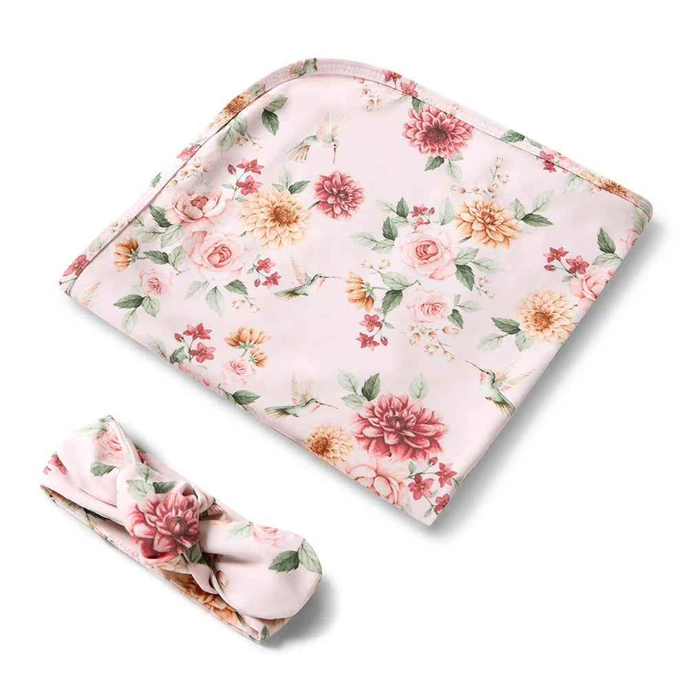 Jersey Wrap &amp; Beanie Set - Birds &amp; Blooms