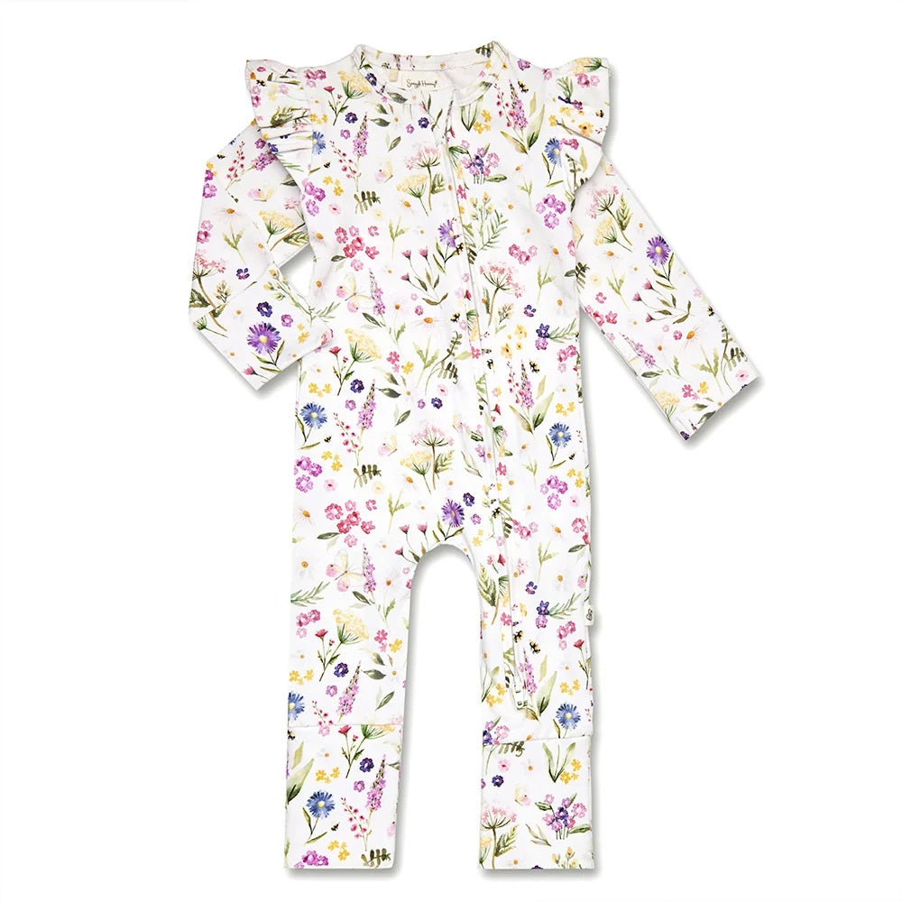 Organic Snugglesuit Convertible Romper with Frill - Gracie