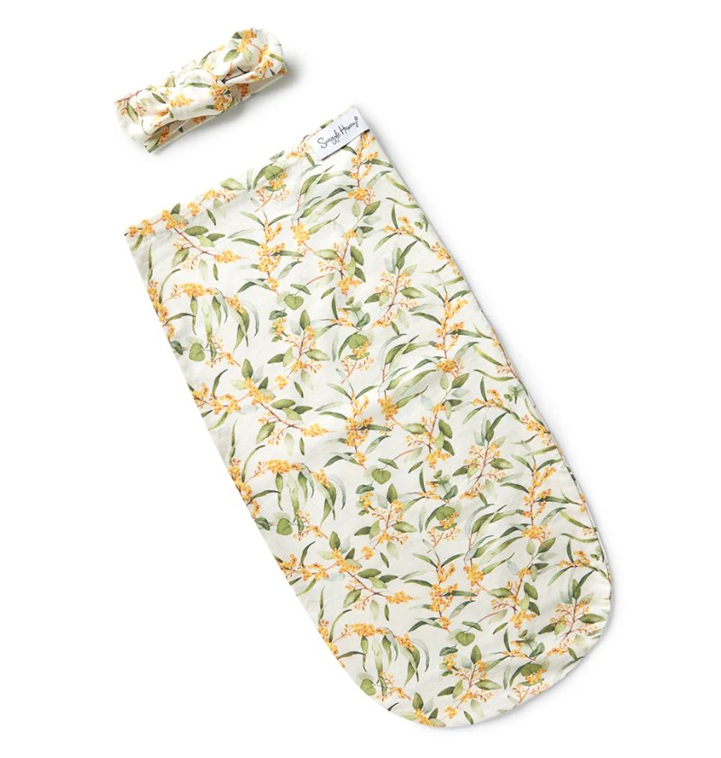 Snuggle Swaddle & Topknot Set - Golden Wattle | Snuggle Hunny | Bedding, Blankets & Swaddles | Thirty 16 Williamstown