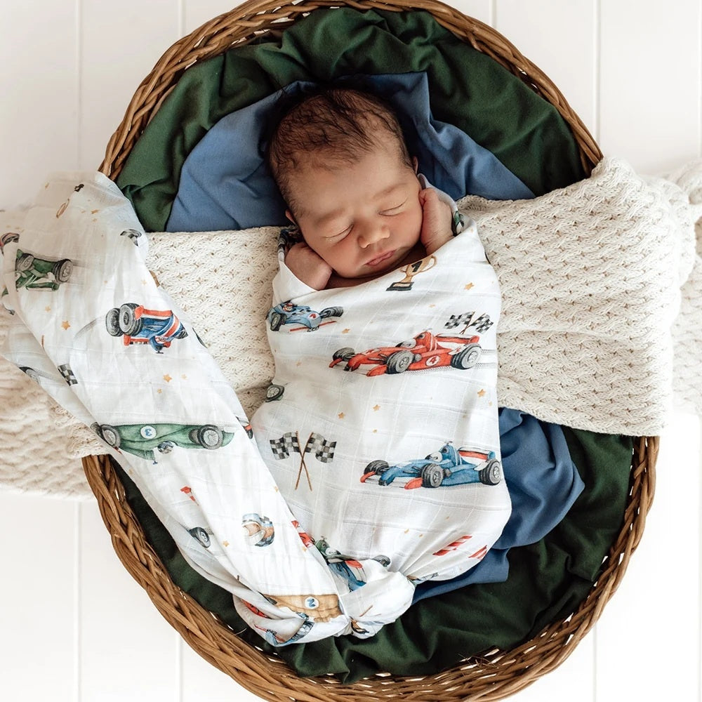 Organic Muslin Wrap - Little Racers