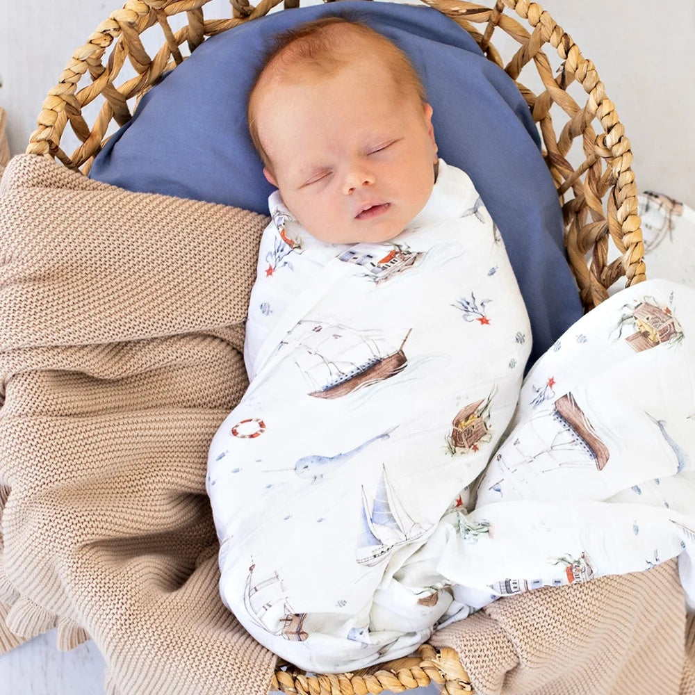Organic Muslin Wrap - Set Sail