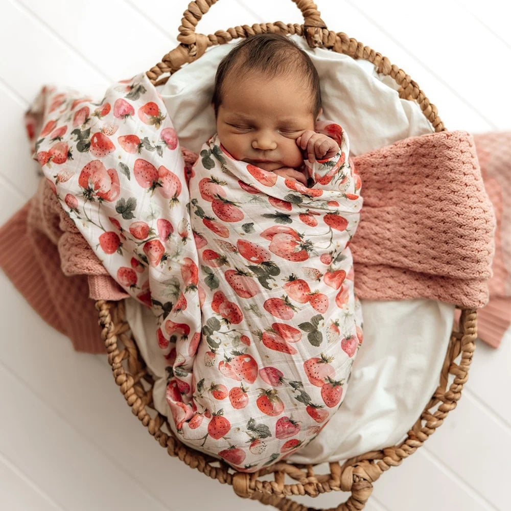 Organic Muslin Wrap - Strawberry