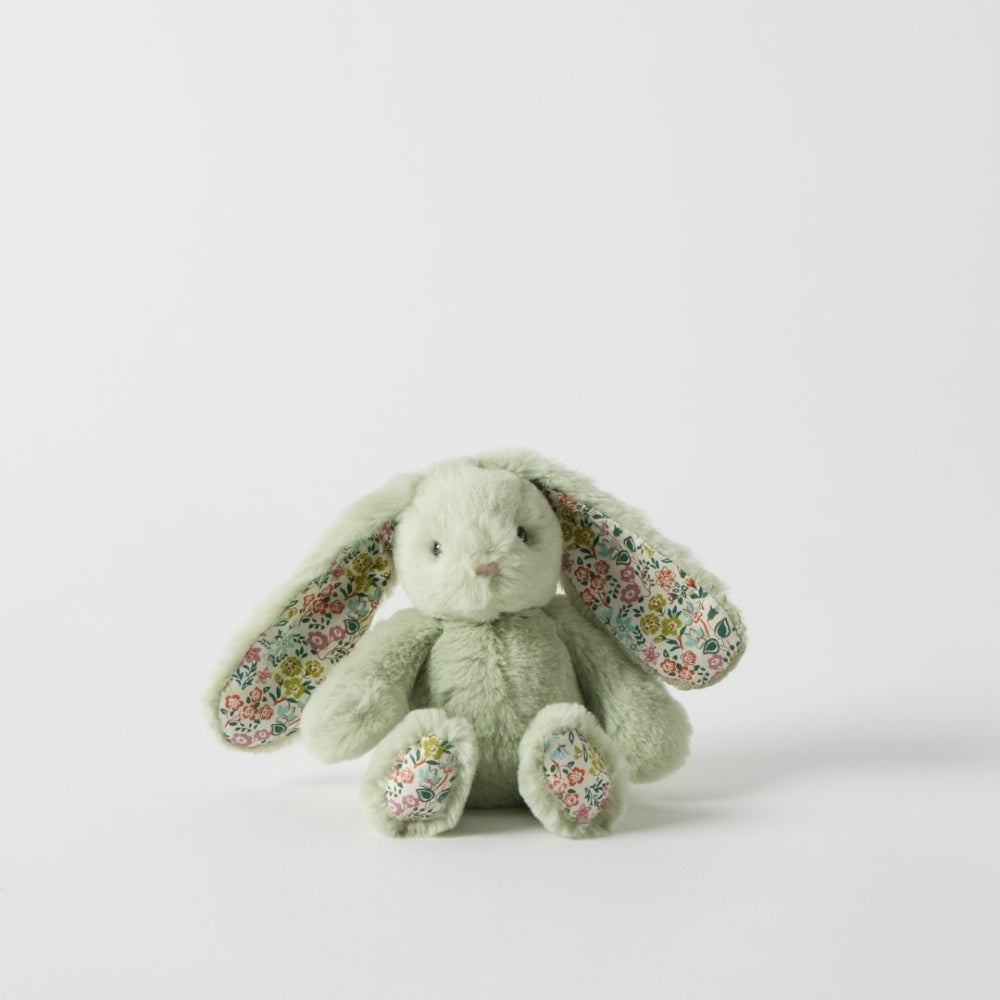 Floral Bunny Rattle Small - Mint