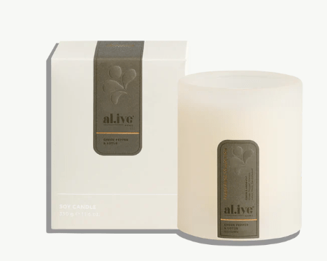 Soy Candle - Green Pepper & Lotus | Al.ive Body | Home Fragrances | Thirty 16 Williamstown