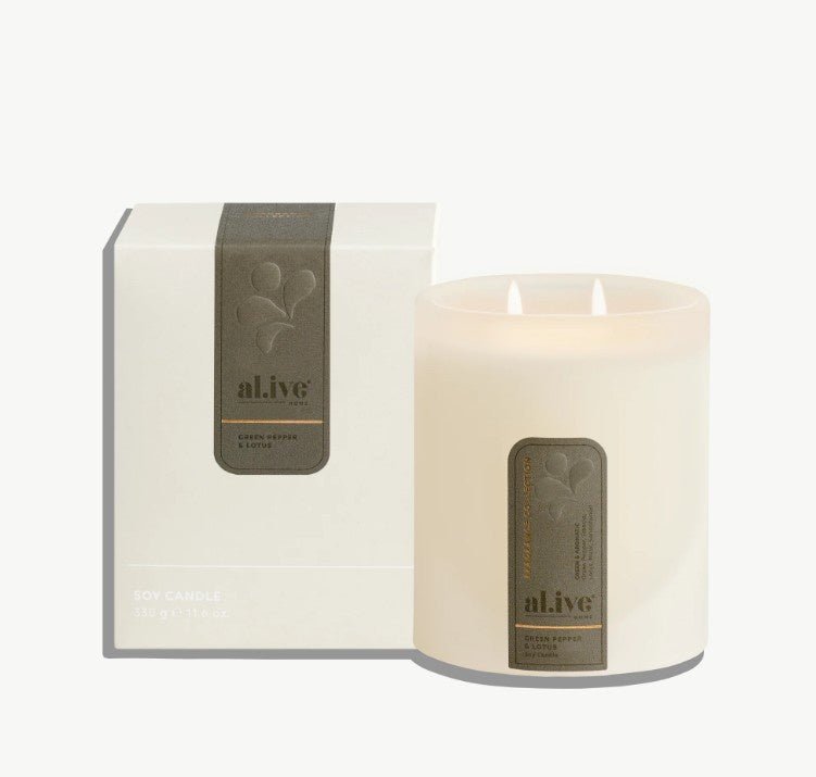 Soy Candle - Green Pepper & Lotus | Al.ive Body | Home Fragrances | Thirty 16 Williamstown