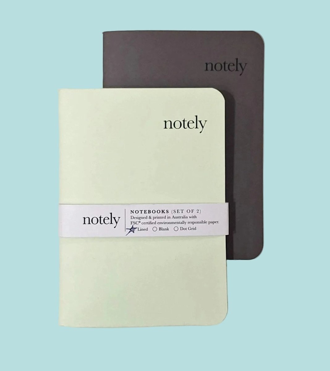 Spearmint & Grey – A6 Notebook (Set of 2) Lined | Notely | Stationery | Thirty 16 Williamstown