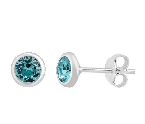 Sterling Silver & Aqua Swarovski Studs Earrings | Bella Donna Siver | Jewellery | Thirty 16 Williamstown