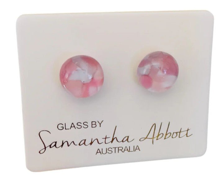 Summer Pink Kiln - Fired Glass Stud Earrings | Samantha Abbott | Jewellery | Thirty 16 Williamstown