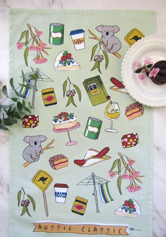 Tea Towel - Aussie Classics | All Gifts Australia | Aprons, Mitts &amp; Tea Towels | Thirty 16 Williamstown