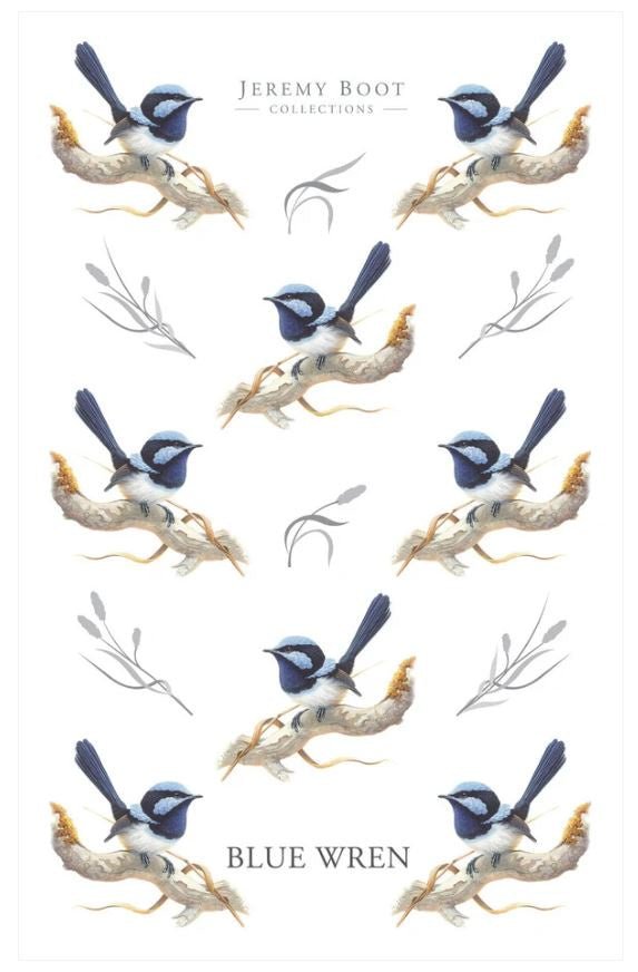 Tea Towel - Blue Wren | Jeremy Boot Collections | Aprons, Mitts &amp; Tea Towels | Thirty 16 Williamstown