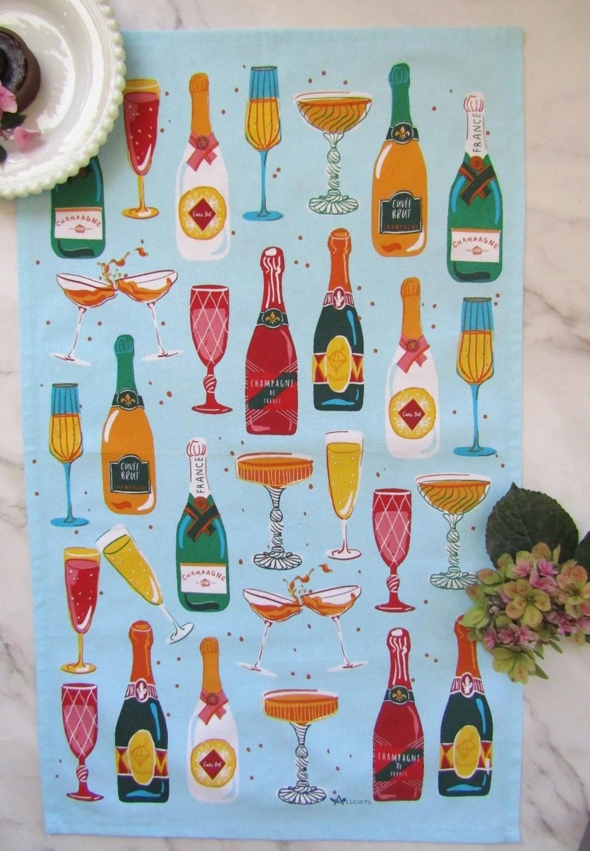 Tea Towel - Champagne | All Gifts Australia | Aprons, Mitts &amp; Tea Towels | Thirty 16 Williamstown