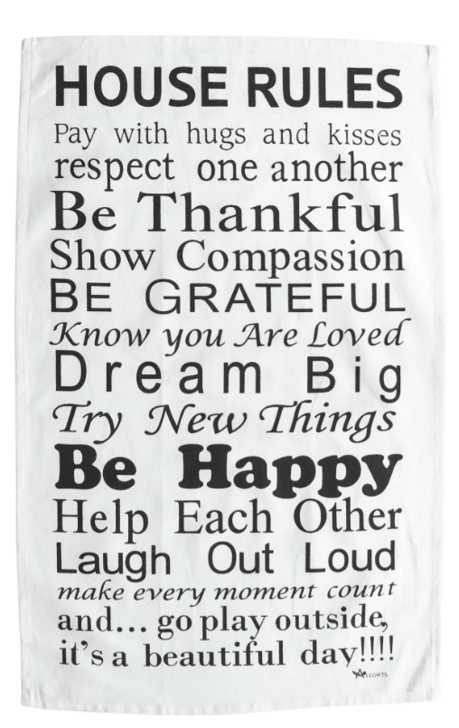 Tea Towel - House Rules | All Gifts Australia | Aprons, Mitts & Tea Towels | Thirty 16 Williamstown