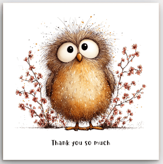 Thank You - Owl | Basically Paper | Greeting Cards | Thirty 16 Williamstown