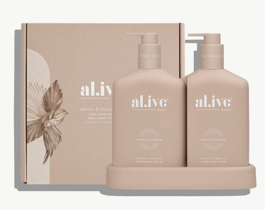 The Duo - Hand &amp; Body Wash &amp; Lotion + Tray - Apricot &amp; Sweet Fig | Al.ive Body | Body Lotion &amp; Wash | Thirty 16 Williamstown