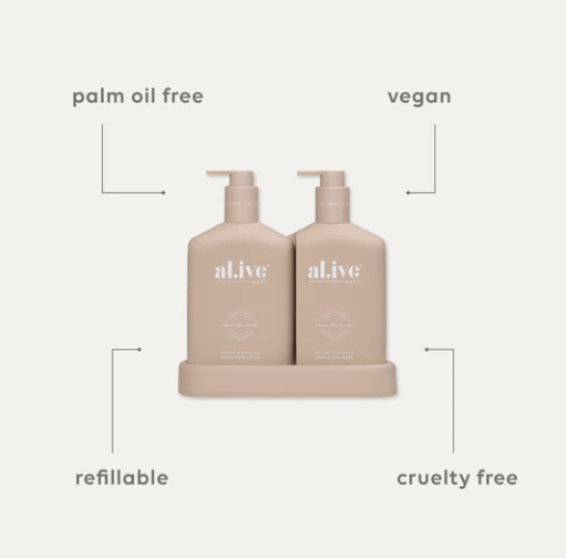 The Duo - Hand &amp; Body Wash &amp; Lotion + Tray - Apricot &amp; Sweet Fig | Al.ive Body | Body Lotion &amp; Wash | Thirty 16 Williamstown