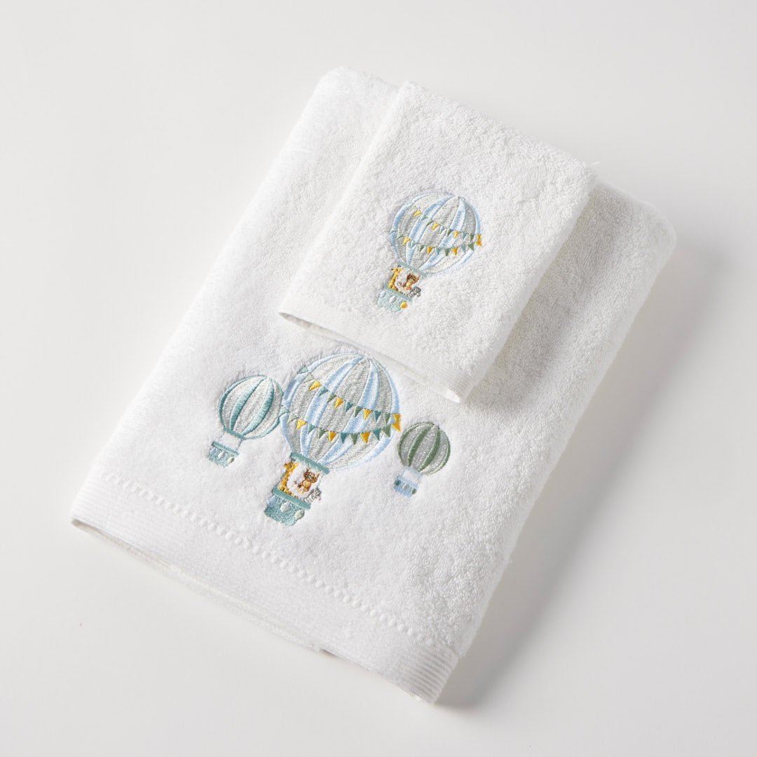 Towel &amp; Face Washer in Organza - Balloon Voyage | Jiggle &amp; Giggle | Bath Time | Thirty 16 Williamstown