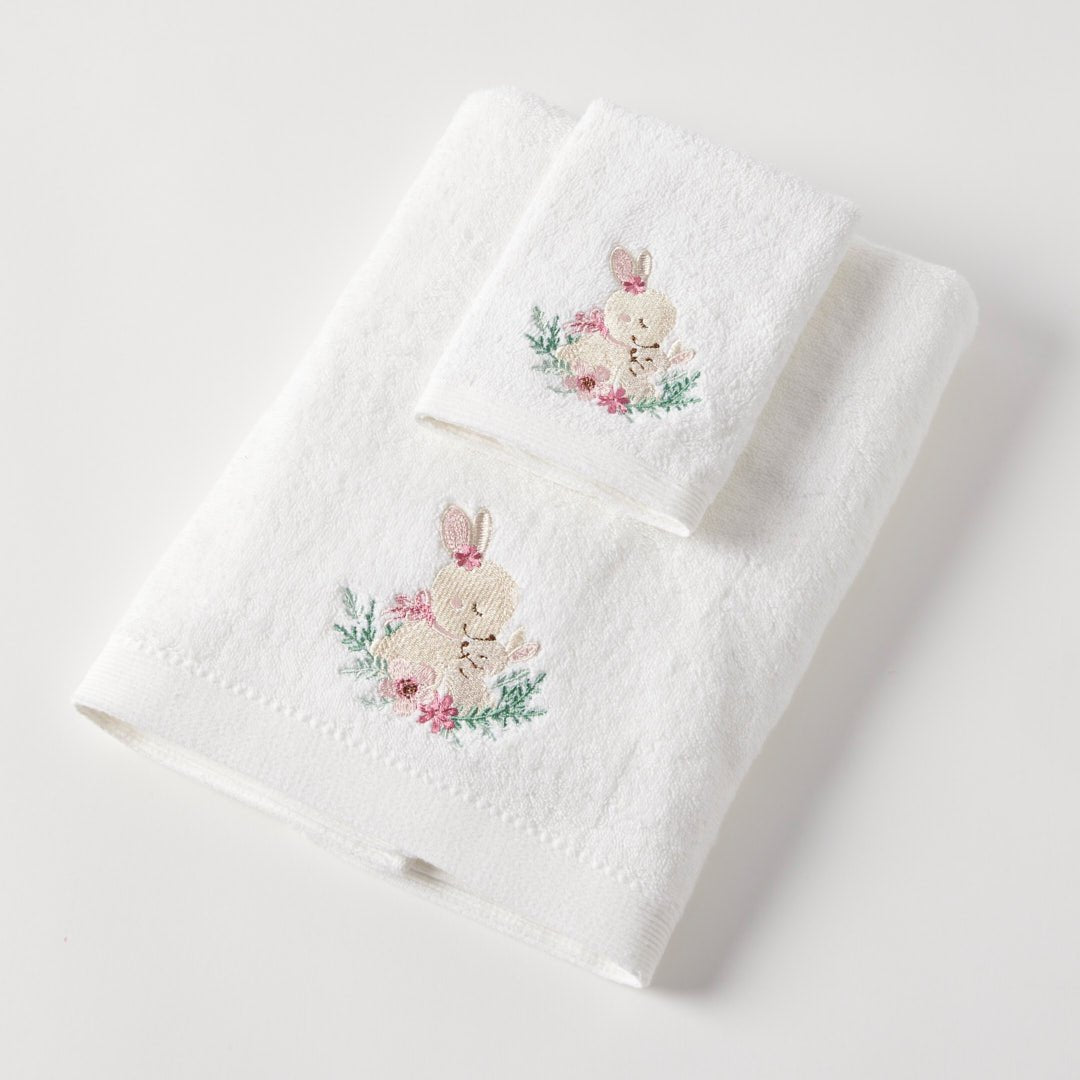 Towel &amp; Face Washer in Organza - Pink Bunny | Jiggle &amp; Giggle | Bath Time | Thirty 16 Williamstown