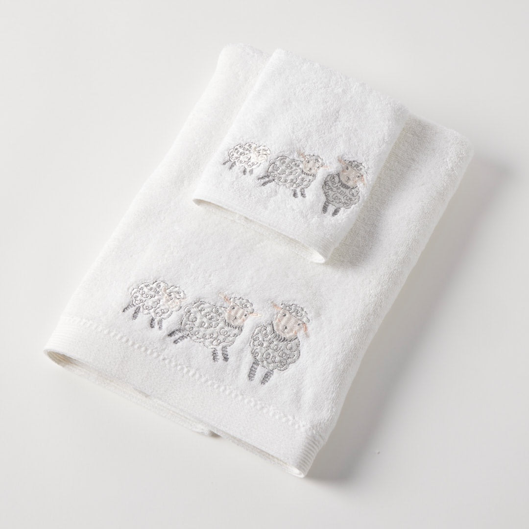 Towel & Face Washer in Organza - Sheep Family | Jiggle & Giggle | Bath Time | Thirty 16 Williamstown