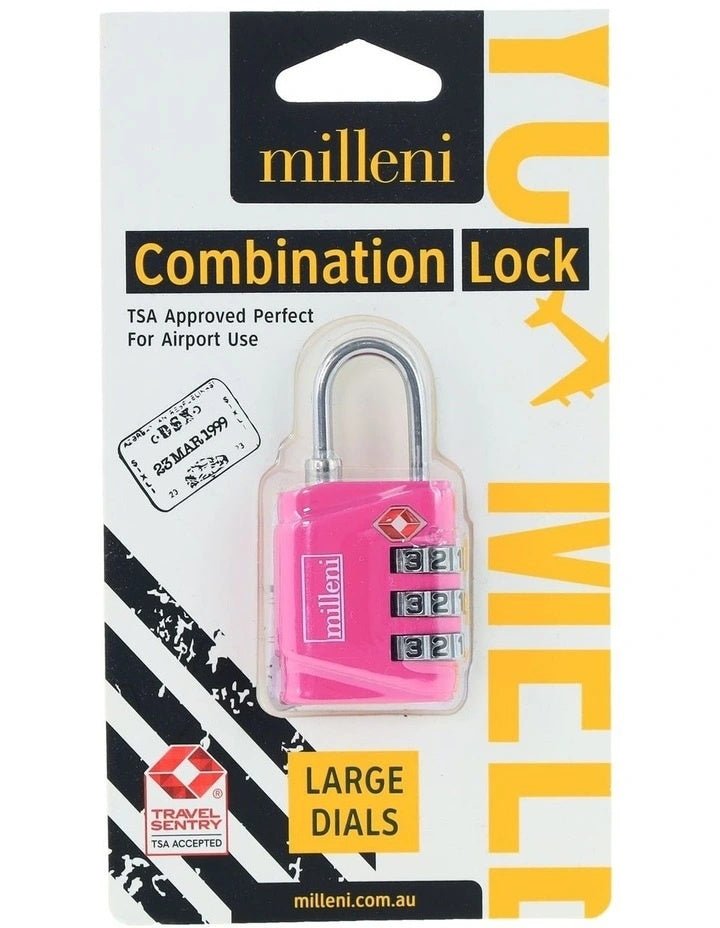 Travel TSA Combination Lock - Pink | Milleni | Travel Accessories | Thirty 16 Williamstown