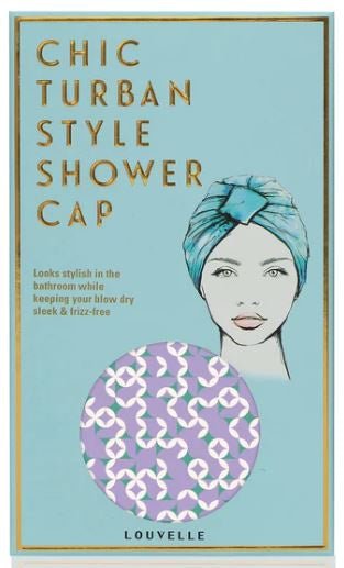 Turban Shower Cap - Amelie Lavender Geo | Louvelle | Shower Caps | Thirty 16 Williamstown