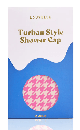Turban Shower Cap Amelie - Pink Houndstooth | Louvelle | Shower Caps | Thirty 16 Williamstown