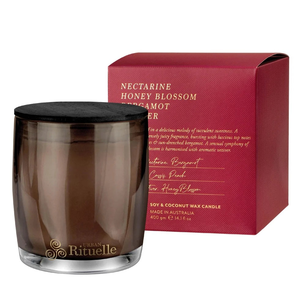 'Apotheca' Scented Soy Candle 400gm - Nectarine, Honey Blossom, Bergamot, Vetiver