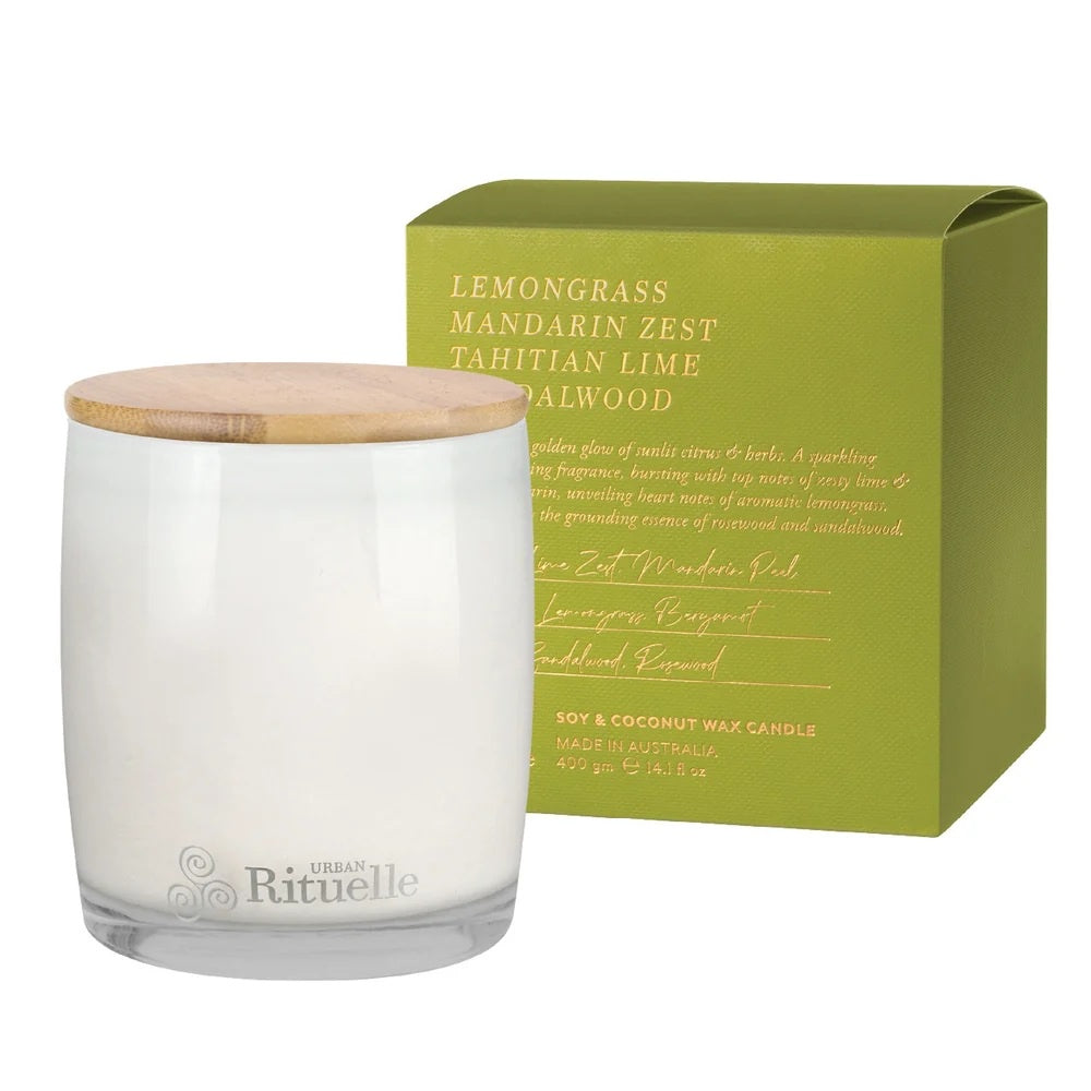 Apotheca' Scented Soy Candle 400gm - Lemongrass, Mandarin Zest, Tahitian Lime, Sandalwood