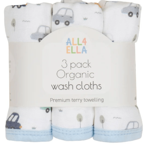 Wash Cloth 3 pk - Beep Beep | All 4 Ella | Bath Time | Thirty 16 Williamstown