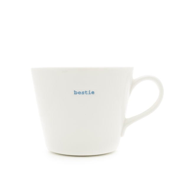 White Porcelain Bucket Mug 350ml - Bestie | Keith Bryner Jones | Mugs & Cups | Thirty 16 Williamstown