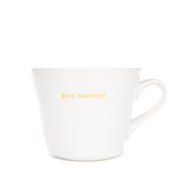 White Porcelain Bucket Mug 350ml - Good Morning | Keith Bryner Jones | Mugs & Cups | Thirty 16 Williamstown