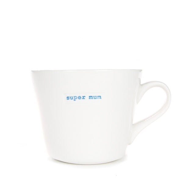White Porcelain Bucket Mug 350ml - Super Mum | Keith Bryner Jones | Mugs & Cups | Thirty 16 Williamstown
