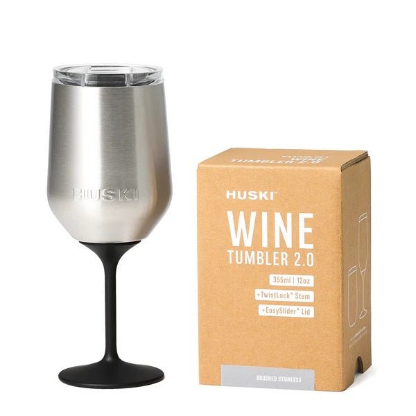 Wine Tumbler 2.0 - Brushed Stainless | Huski | Insulated Drink Chillers | Thirty 16 Williamstown