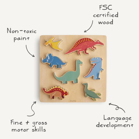 Wooden Puzzle - Dino | Mushie | Toys | Thirty 16 Williamstown