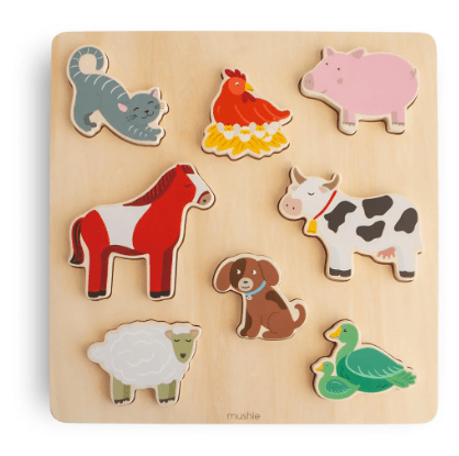 Wooden Puzzle - Farm Animals | Mushie | Toys | Thirty 16 Williamstown
